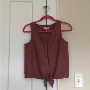 Texture & Thread Button-Front Tie Tank Top